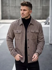 Manfinity CasualCool Men's Mature Casual Versatile Brown Jacket - Coffee Brown - View 1