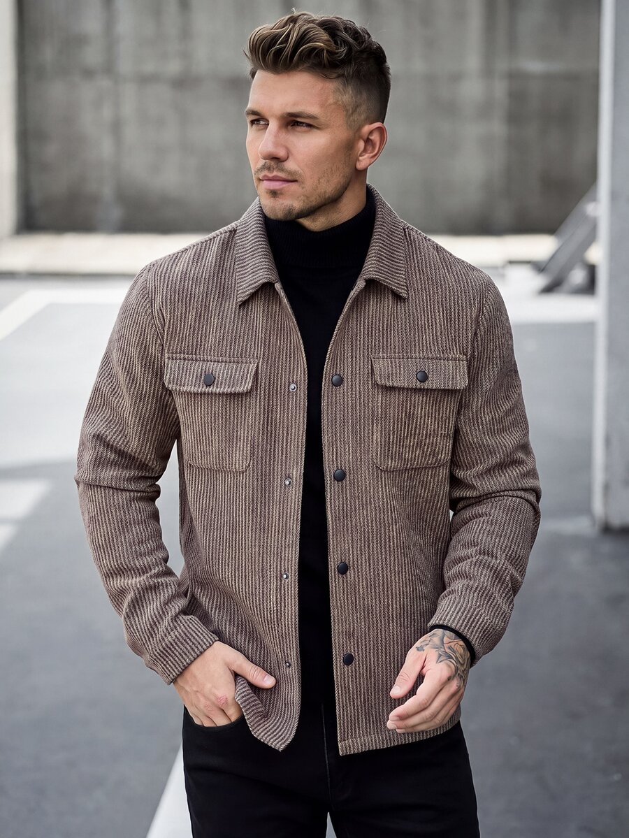Manfinity CasualCool Men's Mature Casual Versatile Brown Jacket - Coffee Brown - View 1