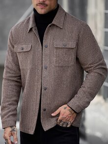Manfinity CasualCool Men's Mature Casual Versatile Brown Jacket - Coffee Brown - View 3