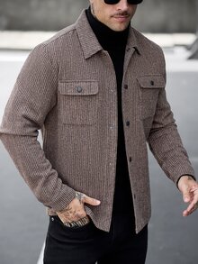 Manfinity CasualCool Men's Mature Casual Versatile Brown Jacket - Coffee Brown - View 4