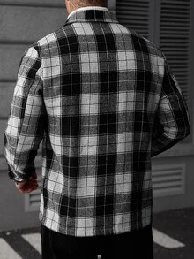 Manfinity CasualCool 男士休閒時尚黑白格紋百搭優雅羊毛 - 黑與白 - 查看 7