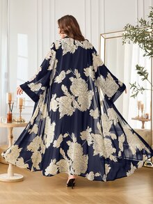 Al Najma Women's Long Sleeve Chiffon Printed Elegant Comfortable Romantic Summer Plus Size Arabic Abaya - Multicolor - View 7