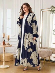 Al Najma Women's Long Sleeve Chiffon Printed Elegant Comfortable Romantic Summer Plus Size Arabic Abaya - Multicolor - View 8