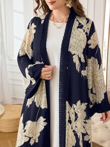 Al Najma Women's Long Sleeve Chiffon Printed Elegant Comfortable Romantic Summer Plus Size Arabic Abaya - Multicolor - View 5