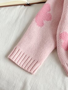 SHEIN Long-Sleeved Sweater With Flower Patterns Is Soft And Comfortable. Girls Clothes Baby Pink Autumn Pullover - Pink - View 5