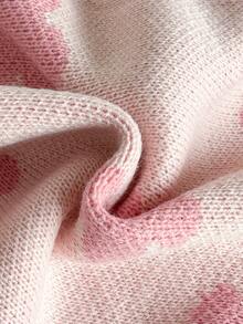 SHEIN Long-Sleeved Sweater With Flower Patterns Is Soft And Comfortable. Girls Clothes Baby Pink Autumn Pullover - Pink - View 4