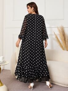Al Najma Plus Size Women's Fashion Minimalist Flared Slimming Dress - Black - View 2
