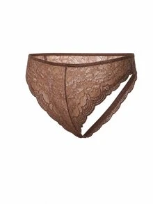 MISSGUIDED Satin And Lace Triangle Bralette With Strappy Waist Detail And Adjustable Shoulder Straps Lingerie Valentine - Chocolate Brown - View 4
