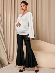 MaterniChic Maternity Lace Patchwork Casual Everyday T-Shirt - White - View 5