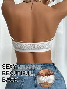 SomedayCozy Women's Front Closure Longline Bra With Heart Pattern, Strapless ClassicAnimalPrint - White - View 2