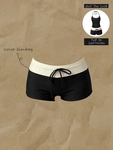 Elavelle Women's Elegant High Waist Bowknot Bikini Bottom(No Top), Summer/Fall Beach Black And White Vacation Party - Multicolor - View 4