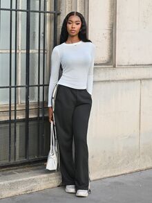 Mima John Women's Slouchy Fitted Long Sleeve Sheer Base Layer Top Elegant Inner Wear High-End T-Shirt - White - View 5