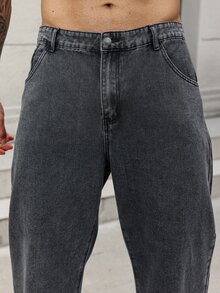 NEOSTRIT Men's Plus Size Grey Denim Jeans: Casual Basic And Long Zippered Style For Everyday Comfort Hang Out Going Out Commute Work Urban, Emo Style - Grey - View 8