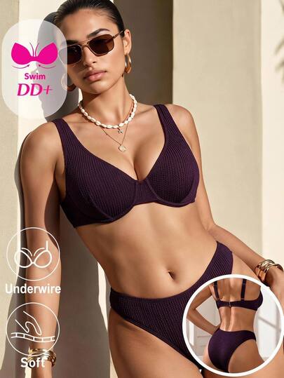 Voyashape Women's Summer Beach Solid Color Sexy Fashion Bikini Two Pieces Swimwear Set