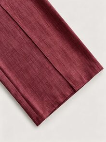 SHEIN LUNE 女款素色休閒百搭日常穿著長褲 - 酒紅色 - 查看 3