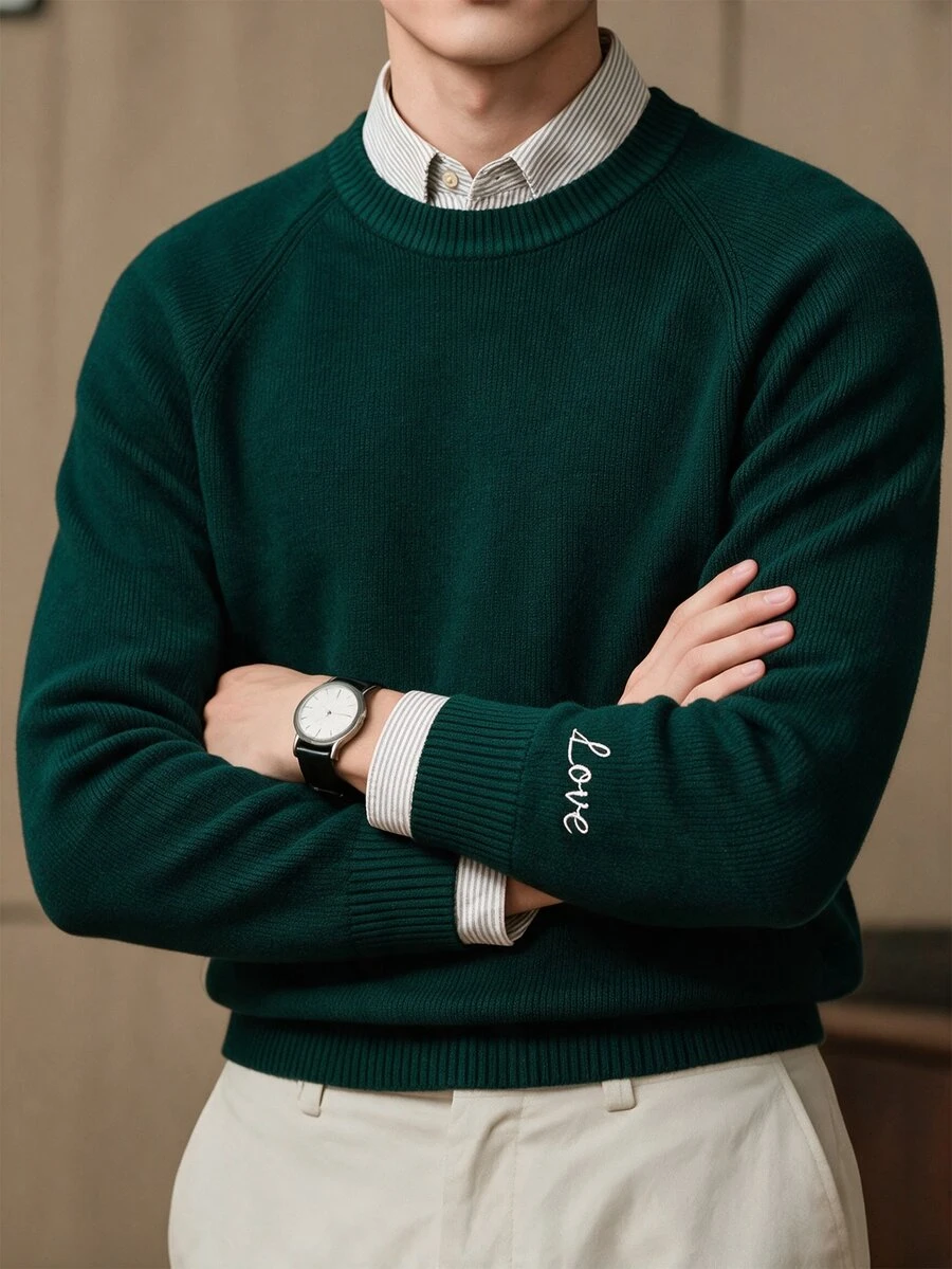 Claim Dot Men's Letter Pattern Casual Daily Wear Long Sleeve Sweater - Multicolor - View 1