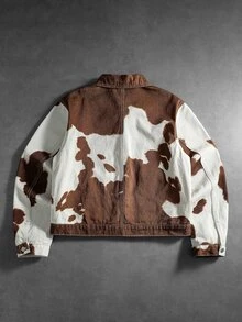 ROMWE MEN Áo khoác denim nam dáng rộng họa tiết da bò - Nhiều màu - Xem 3