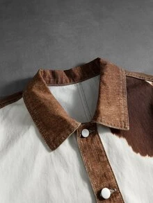 ROMWE MEN Áo khoác denim nam dáng rộng họa tiết da bò - Nhiều màu - Xem 8