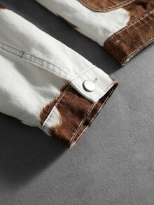 ROMWE MEN Áo khoác denim nam dáng rộng họa tiết da bò - Nhiều màu - Xem 6