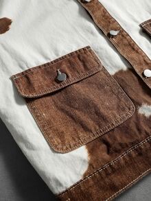 ROMWE MEN Áo khoác denim nam dáng rộng họa tiết da bò - Nhiều màu - Xem 4