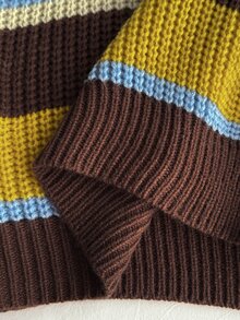 SHEIN Tween Girls' Autumn/Winter Fashion Color Block Thick Knit Sweater Long Sleeve Top Pullover - Multicolor - View 8