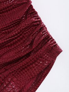 Sweetra Classic Sexy Ruched Bodycon Shorts, Burgundy Textured Fabric, Slimming, Versatile For Christmas, Party Night, Sweet Spicy Style Summer - Burgundy - View 6