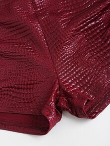 Sweetra Classic Sexy Ruched Bodycon Shorts, Burgundy Textured Fabric, Slimming, Versatile For Christmas, Party Night, Sweet Spicy Style Summer - Burgundy - View 7