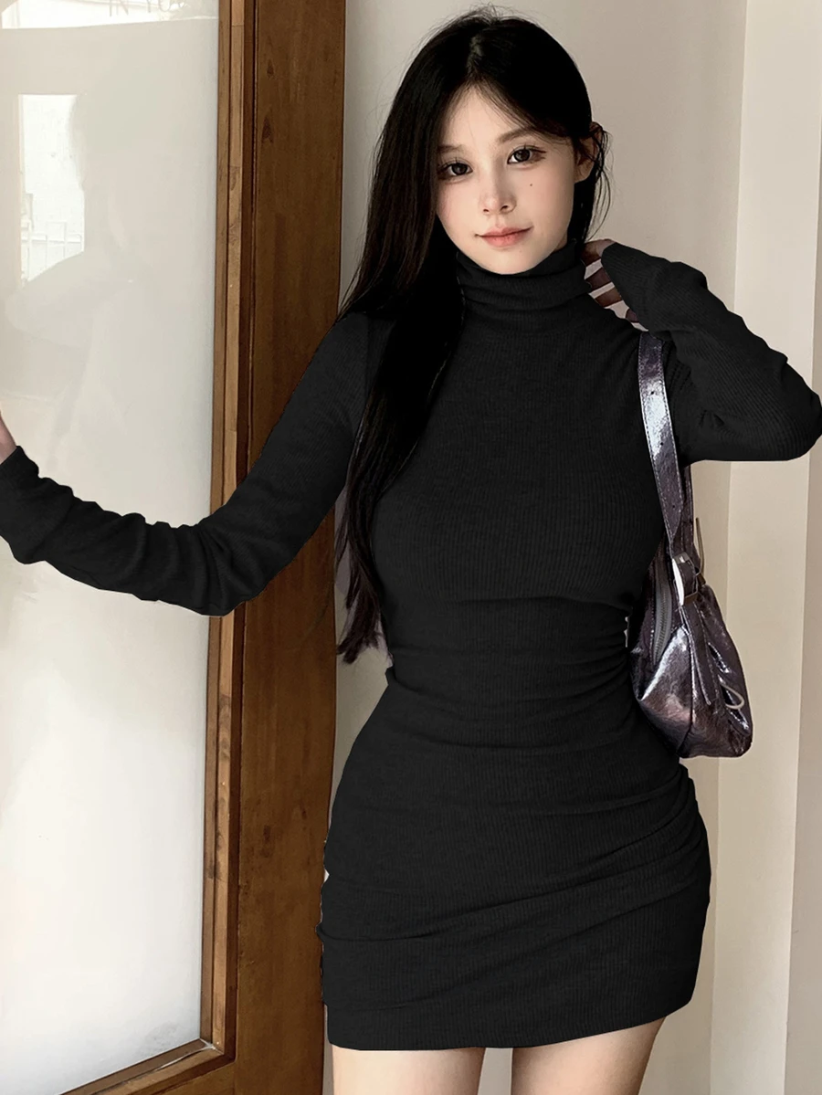 DAZY Women Back To School Short Dress,Fall Dress Long Sleeve Dress - Black - View 1
