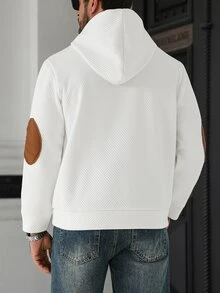 Manfinity CasualCool 男士休闲时尚街头纹理面料拼接保暖连帽抽绳套头卫衣，秋冬男士毛衣连帽衫，男士休闲连帽衫，男士套头连帽衫，带纽扣，复古风格，适合日常休闲、周末旅行、户外活动、探险旅行、轻松的工作环境，可作为男友/丈夫礼物、周年纪念/生日礼物、派对礼物、暑假礼物、新年礼物、婚礼礼物、情人节礼物。 - 白色 - 查看 6