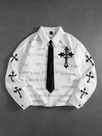 Street Life Chemise décontractée à motif croisé pour le port quotidien des hommes