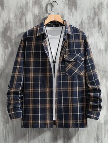 Manfinity CasualCool Men's Plus Size Plaid Single-Breasted Casual Versatile Daily Travel Shirt - Multicolor - View 3