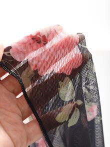 Joudiya 女士花卉印花简约日常装细肩带连衣裙派对女士太阳裙返校节连衣裙 - 黑色 - 查看 8