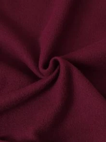 SHEIN 青少年女孩 Y2K 風格蜘蛛網圖案連帽外套，天鵝絨毛飾邊抓絨內裡拉鍊保暖夾克大衣，秋冬保暖舒適日常上學穿搭 - 酒紅色 - 查看 7