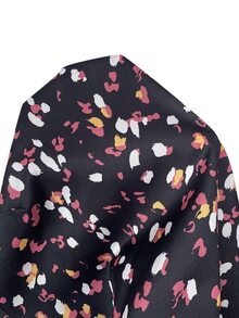 Reflora Elegant Plus Size Round Neck Double Layer Sleeve Geometric Polka Dot Print Loose Blouse - Multicolor - View 9