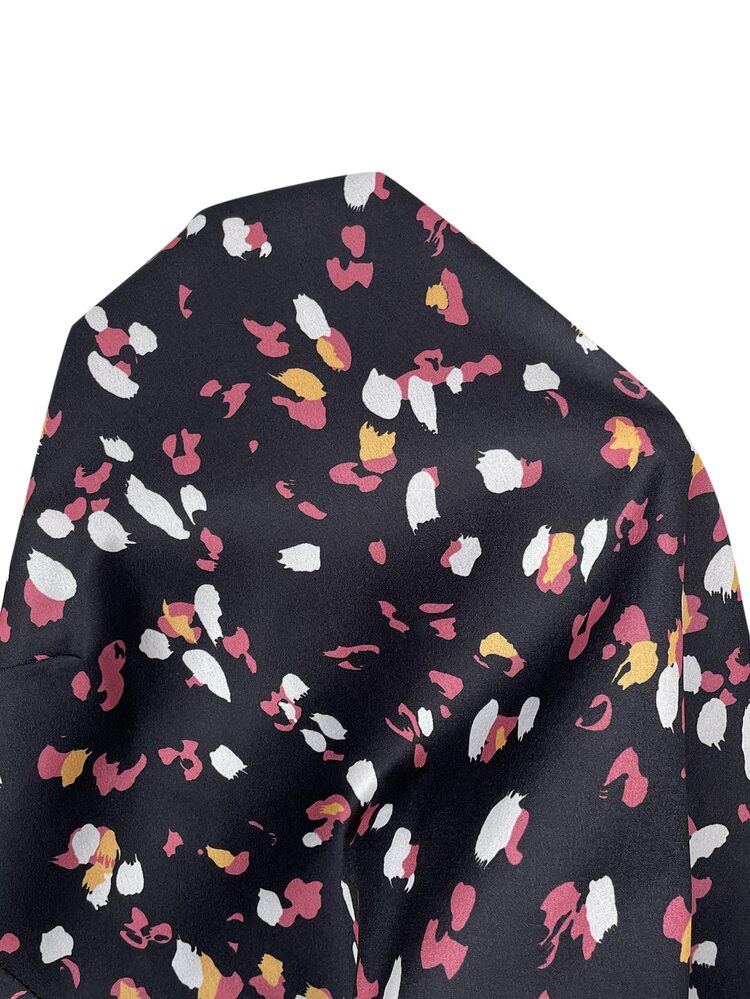 Reflora Elegant Plus Size Round Neck Double Layer Sleeve Geometric Polka Dot Print Loose Blouse - Multicolor - View 9