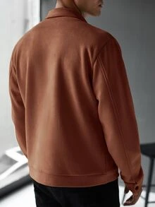 Manfinity CasualCool Men's Casual Solid Color Jacket, Spring/Autumn, Versatile - Brown - View 6