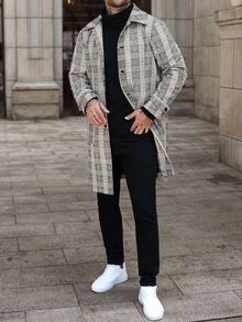 Manfinity CasualCool Men's Houndstooth Print Long Sleeve Single-Breasted Casual Jacket, Autumn - Multicolor - View 6