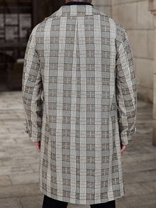 Manfinity CasualCool Men's Houndstooth Print Long Sleeve Single-Breasted Casual Jacket, Autumn - Multicolor - View 5