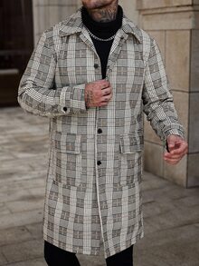 Manfinity CasualCool Men's Houndstooth Print Long Sleeve Single-Breasted Casual Jacket, Autumn - Multicolor - View 3
