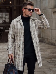 Manfinity CasualCool Men's Houndstooth Print Long Sleeve Single-Breasted Casual Jacket, Autumn - Multicolor - View 1