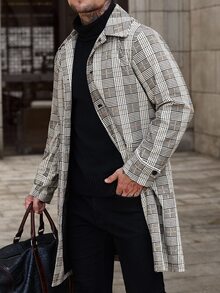 Manfinity CasualCool Men's Houndstooth Print Long Sleeve Single-Breasted Casual Jacket, Autumn - Multicolor - View 4