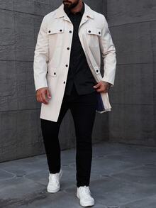 Manfinity CasualCool Men's Casual Outdoor Fashion Versatile Commuter Trench Coat, Cream, Old Money , Fall - Apricot - View 5