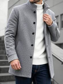 Manfinity CasualCool Men's Autumn/Winter Fashion Overcoat - Light Grey - View 3