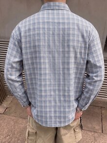 STEELVANCE 男士小格紋長袖襯衫，單口袋經典款，適合正式或休閒場合，休閒度假、用餐聚會、簡約辦公、居家休閒穿著，百搭自用或送禮給朋友，熱銷舒適面料襯衫 - 彩色 - 查看 2