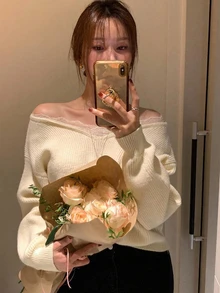 DAZY Women's Lace Patchwork Casual Daily Long Sleeve Sweater - Apricot - View 8