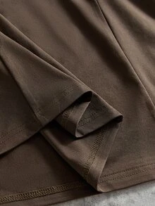 SIGLOCORE Men's Comfortable Minimalist Drop Shoulder Button Half-Placket Long Sleeve T-Shirt - Brown - View 5
