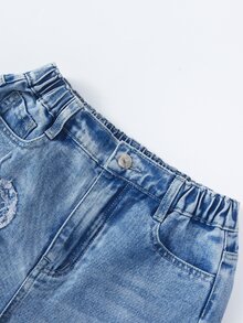 Tween Girls Jeans Tombol Kantong Zip Hati - Light Wash - View 4