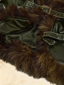 Amplova Women's Faux Fur Vest With Buckle Design - Green - View 13