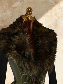 Amplova Women's Faux Fur Vest With Buckle Design - Green - View 11