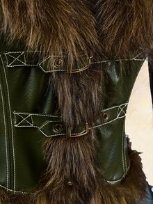 Amplova Women's Faux Fur Vest With Buckle Design - Green - View 9
